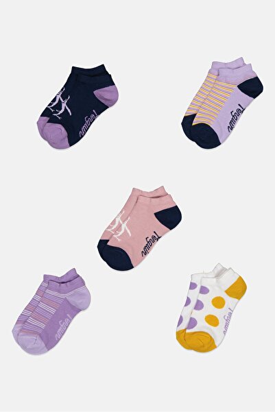 Original Penguin Kids Girl 5 Pairs Stripes Ankle Socks, Multicolor
