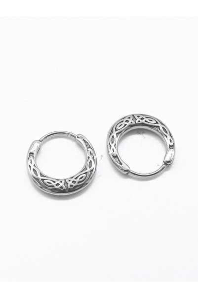 Viking Engraved Design Hoop Unisex 316L Stainless & Tarnish-Free Steel Earrings Pair