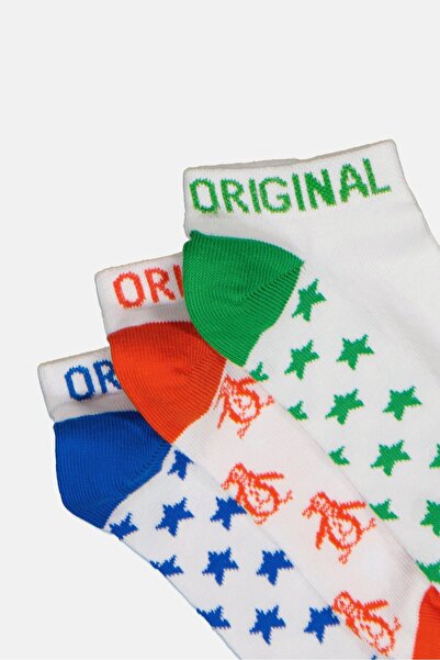 Original Penguin Kids Boy 5 Pairs Graphic Print Trainer Ankle Socks, Multicolor