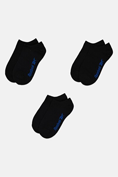 Reebok 3 أزواج من الجوارب الرجالية ذات القطع المنخفض بشعار العلامة التجارية، باللون الأسود