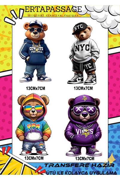 ErTaPassage Ayıcık2 DTF Transfer Baskı – Ütüyle Yapışan – Tişört İçin Kolay U...