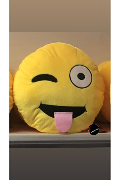 TOPROCKSTORE Dil Çıkartan Emoji Yastık 35 Cm Büyük Boy Hediyelik Uyku Arkadaşı