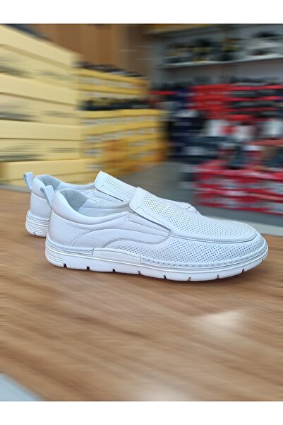 oktay kundura White Genuine Leather Ultra Light Orthopedic Sole Men's Sneaker Daily Winssto Shoes