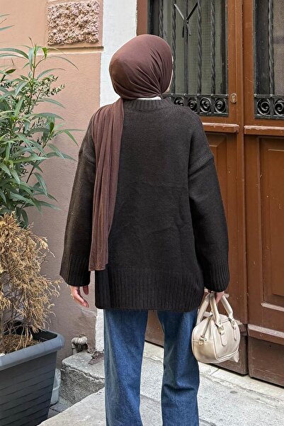 lamelif Πουλόβερ με φαρδιά μανίκια πικρό καφέ