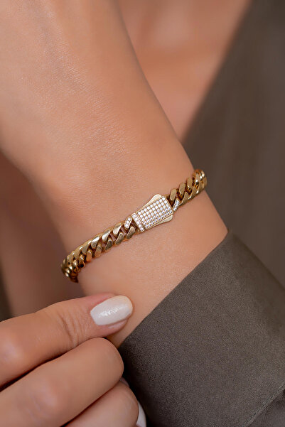 Bayar Gold 14 Ayar Altın Taşlı Gurmet Bileklik 7 mm