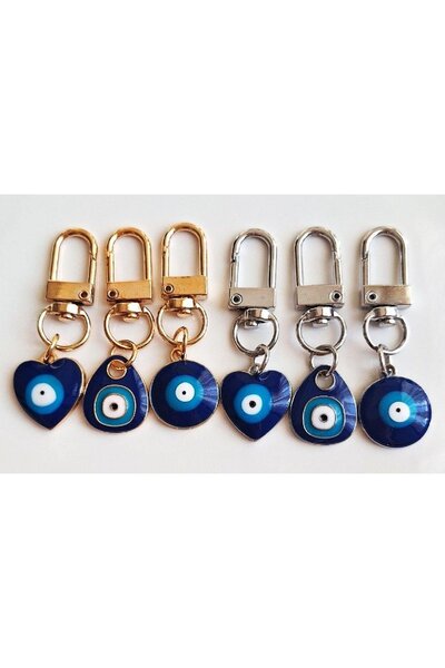 Svc Aksesuar Gift 6-Piece Evil Eye Beaded Keychain 5.5 cm