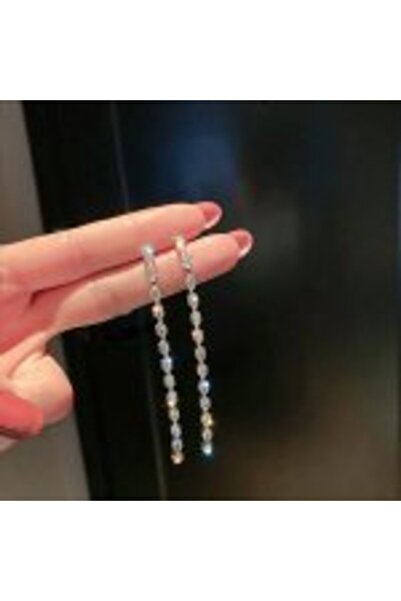 OEM Cercei cu cristale stea – Șir elegant din zirconiu alb pe argint S925, strălucire sublimă