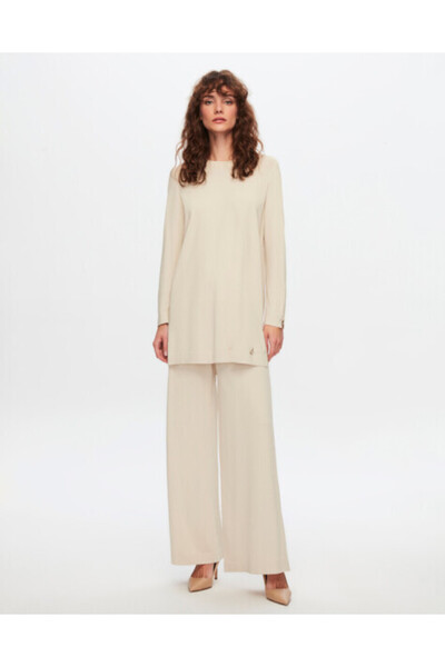 MISS DALIDA T24Y-6001 Basic Uzun Kollu Triko Tunik 1052-BEİGE