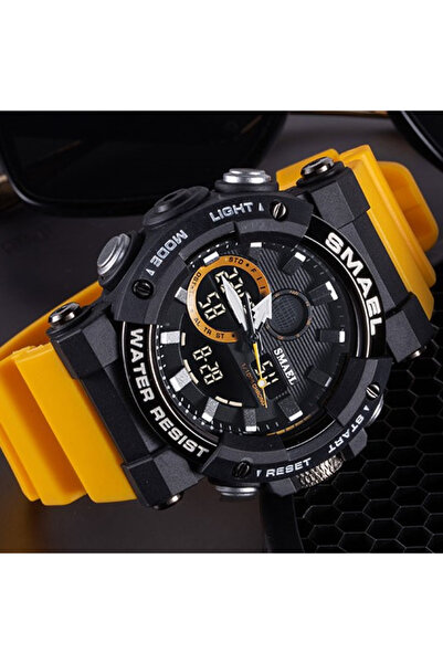 SMAEL Men's Watch Sport Casual Dual Time Alarm Stopwatch Orange