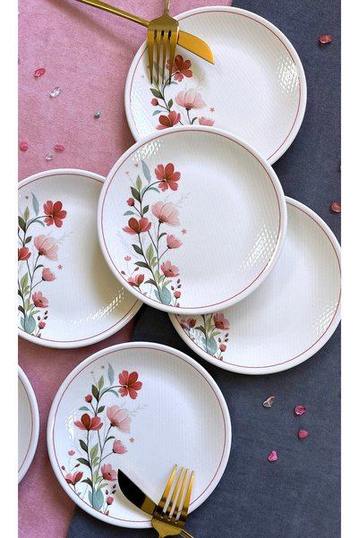 ers erbaşlar CLOVER RELIEF 6-PIECE LUXURY DESSERT PLATE SET