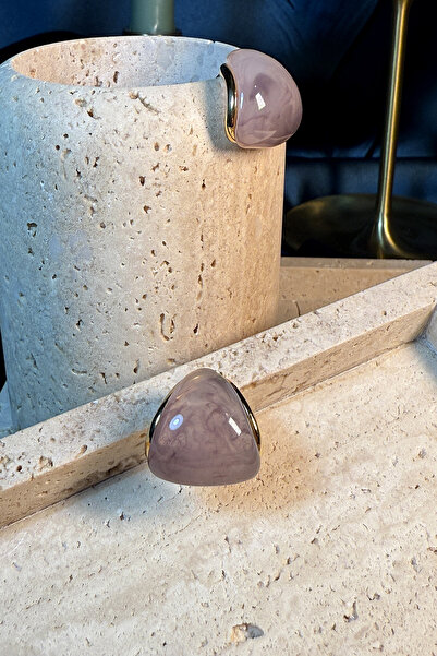 MOONİ ACCESSORİES Copenhagen Limited Edition Design Light Purple Stone Gold Gold Color Women's Earrings