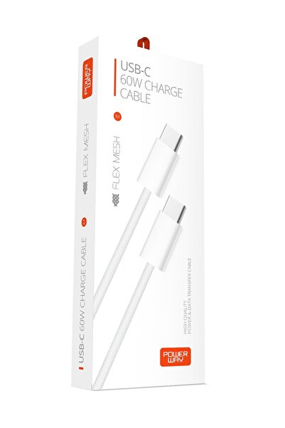 POWERWAY 60W Süper Hızlı Turbo Şarj Destekli Type-C Şarj Kablosu Iphone 15 Uy...
