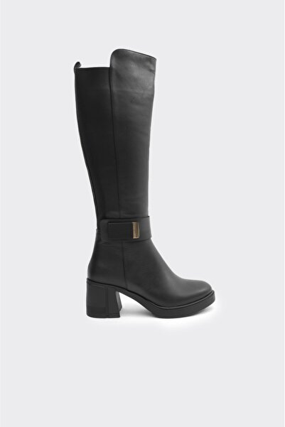 derinet Hakiki Deri Kalın Topuklu Kadın Çizme