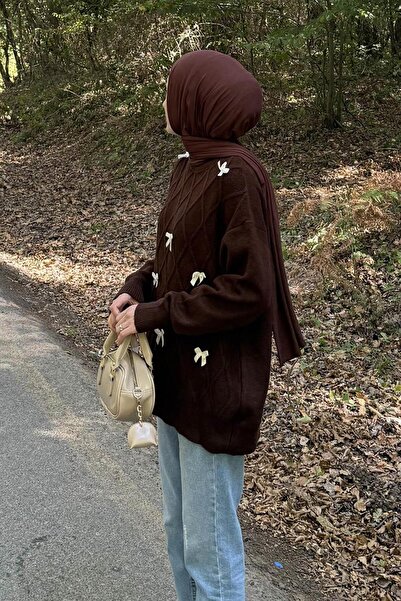 lamelif Πλεκτό πουλόβερ με κορδέλα Bitter Brown