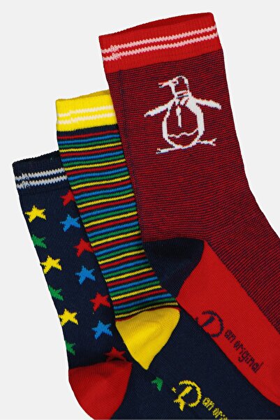 Original Penguin Kids Boy 5 Pairs Graphic Print Socks, Multicolor