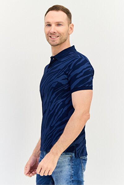 Levi's Men Regular Fit Animal Print Short Sleeve Polo Shirt, Blue