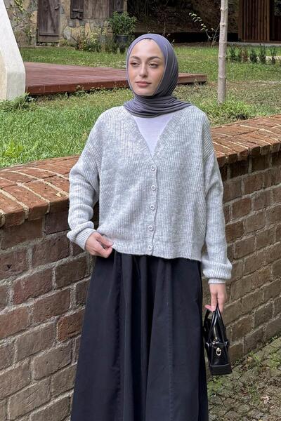 lamelif Ζακέτα με λαιμόκοψη σε σχήμα V γκρι