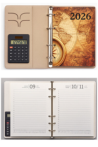 Andofis 2026 Smart Diary – калкулатор и сменяеми вътрешни страници, заключващ се, синтетична кожа, тъмносин