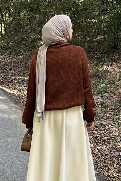 lamelif Πουλόβερ με ψηλό γιακά με μπαλόνι κανέλα