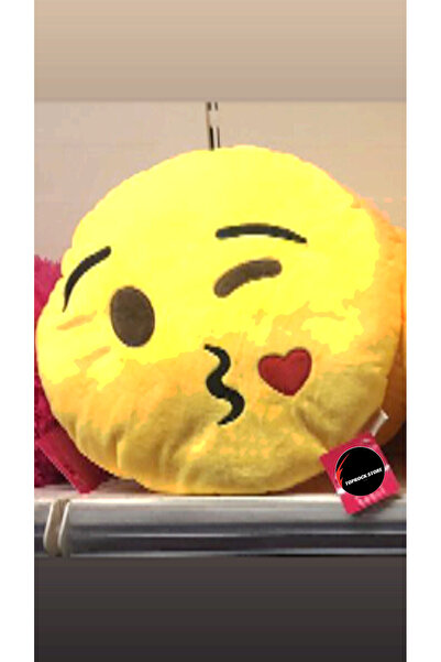 TOPROCKSTORE Öpücük Atan Emoji Yastık 35 Cm Büyük Boy Hediyelik Uyku Arkadaşı