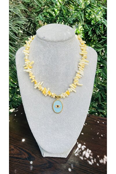 wanwa aksesuar قلادة على شكل غصن أصفر من المرجان