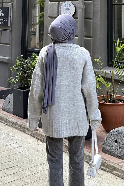 lamelif Απλή υφή Basic Cardigan Grey