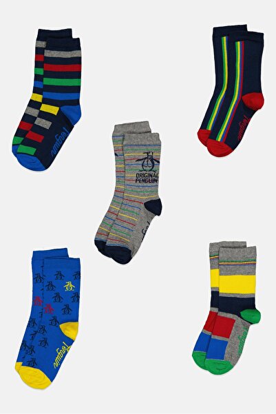 Original Penguin Kids Boy 5 Pairs Graphic Print Socks, Multicolor