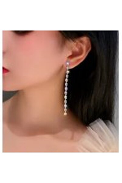 OEM Cercei cu cristale stea – Șir elegant din zirconiu alb pe argint S925, strălucire sublimă