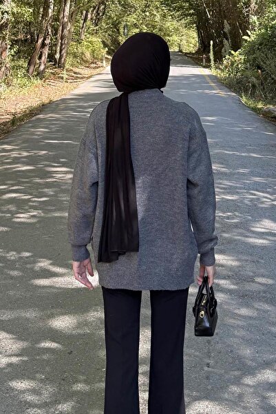 lamelif Πλεκτό πουλόβερ με κορδέλα ανθρακί