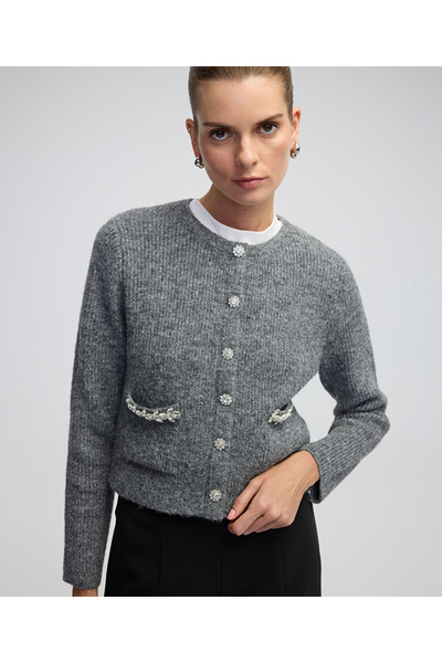 İpekyol Kristal taş işlemeli triko hırka