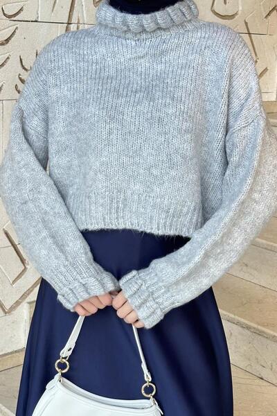 lamelif Πουλόβερ Crop Γκρι