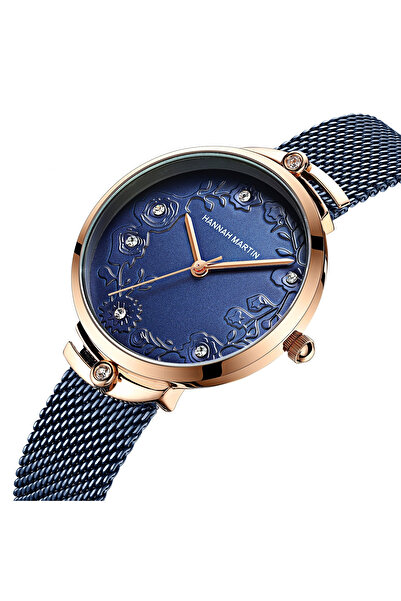 Hannah Martin Ceas de damă elegant cuarț analogic din oțel inoxidabil, brățară de lux cu plasă, modă