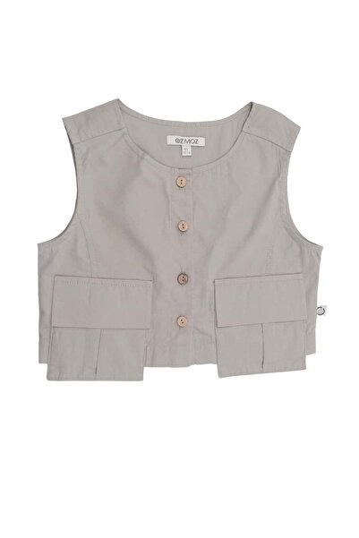 Ozmoz By Mukadder Özden Organic Safari Pocketed Khaki Summer Girl's Shirt