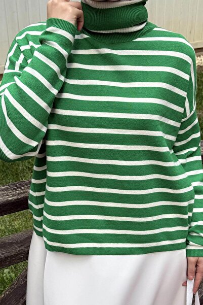 lamelif Striped Fisherman Sweater Green