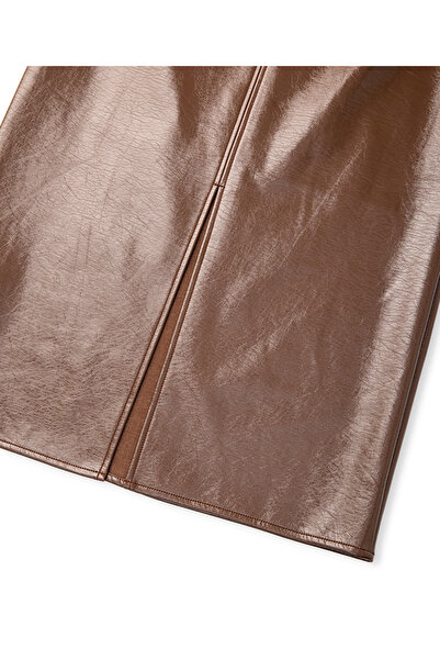 İpekyol Patent Leather Look Midi Skirt