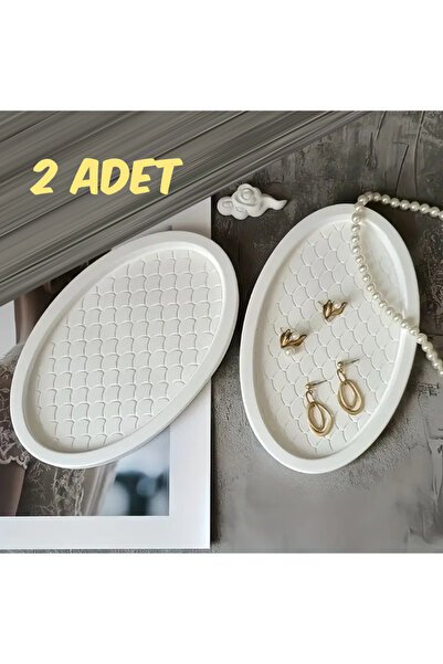 ODİ HOME 2 Pieces Multi-Purpose Decorative Sequin Plate Makeup Jewelry Organi...