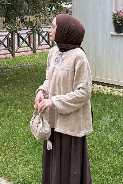 lamelif Πλεκτό πουλόβερ με κορδόνια στο λαιμό Μπεζ