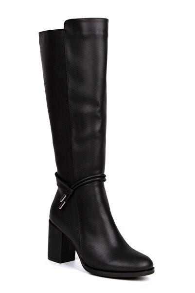 DYG STORE Women's 8 cm Thick Heel Faux Leather Boots