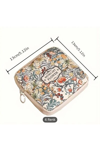 LUANSE ÇİÇEK DESENLİ VİNTAGE HİJYENİK PED SAKLAMA ÇANTASI