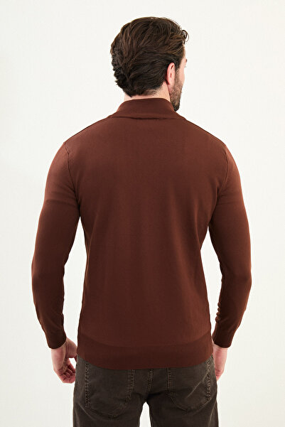 Mcr Plain Slim Fit Zippered Half Fisherman Men's Knitwear Sweater Tile - 11561.25K