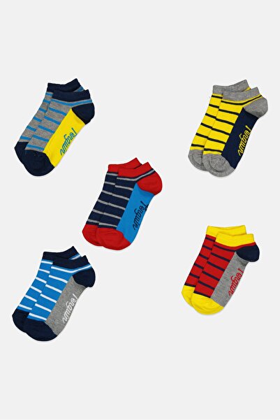 Original Penguin Kids Boy 5 Pair Stripe Ankle Socks, Multicolor