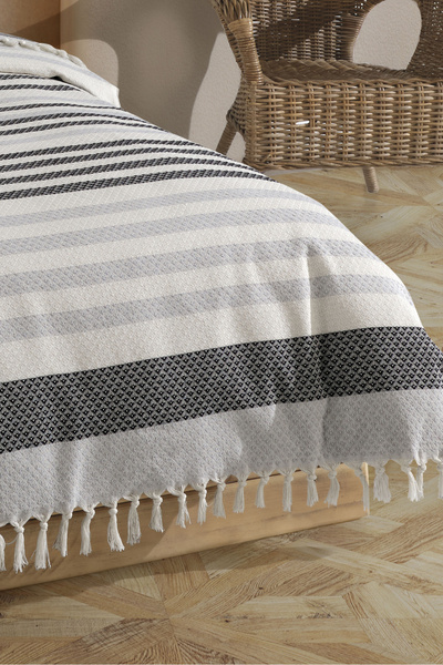 LADYNİL Tek Kişilik Summer Yatak Örtüsü Pike 150x210cm Antrasit - Gri