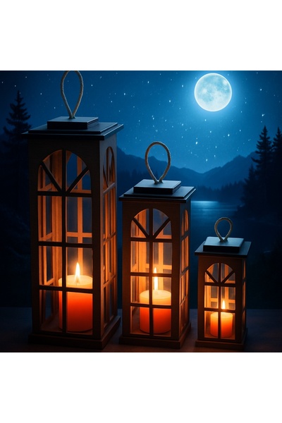 Teknor Dekoratif 3'lü Ahşap Mumluk