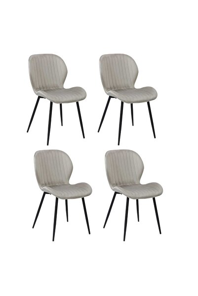 ARTA DOOR Set of 4 Opal Capucino Chairs Metal Legs, Modern, Kitchen, Living Room, Bedrooms, Hallways, Textile