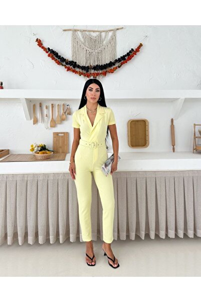 nurze Kısa kollu gömlek yaka kemerli tulum