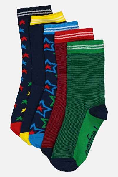 Original Penguin Kids Boy 5 Pairs Graphic Print Socks, Multicolor