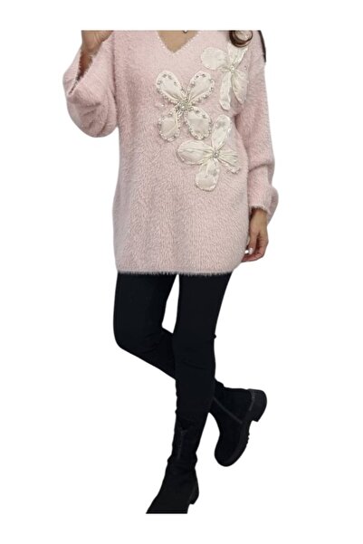 MAXORA SHOP Pulover damă tip angora cu croi larg și detalii decorative