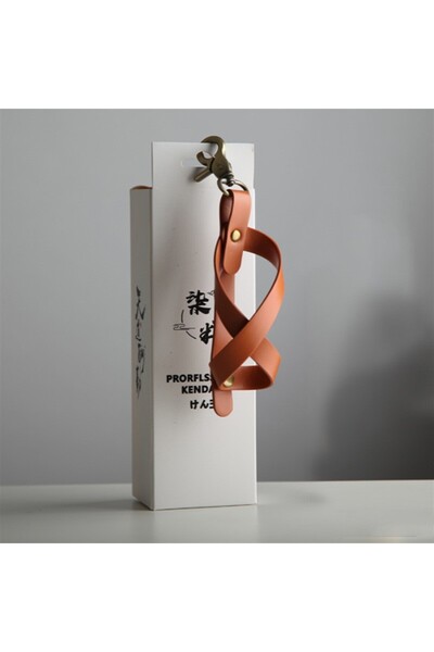 Flippy Kendama Storage Case, Faux Leather, Keychain Buckle, 12 x 6 cm, Light Brown