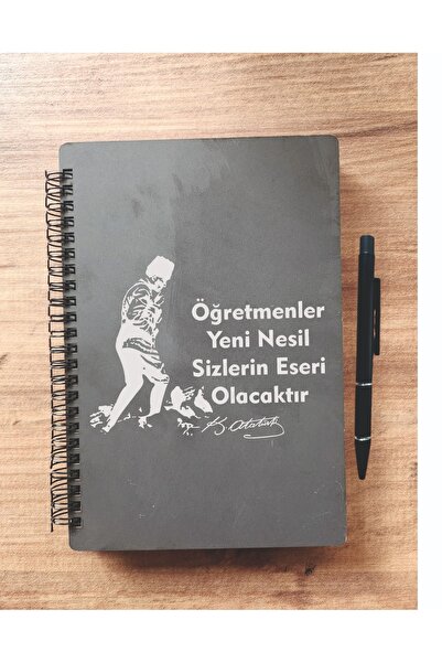 Matbaagram 24 KASIM ÖĞRETMENLER GÜNÜ AHŞAP KAPAKLI DEFTER KALEM SETİ