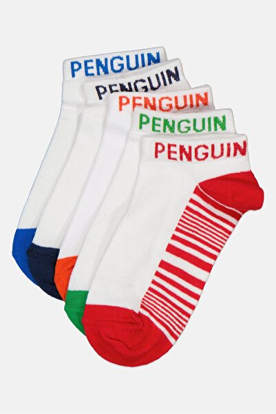 Original Penguin Kids Boy 5 Pairs Graphic Print Trainer Ankle Socks, Multicolor